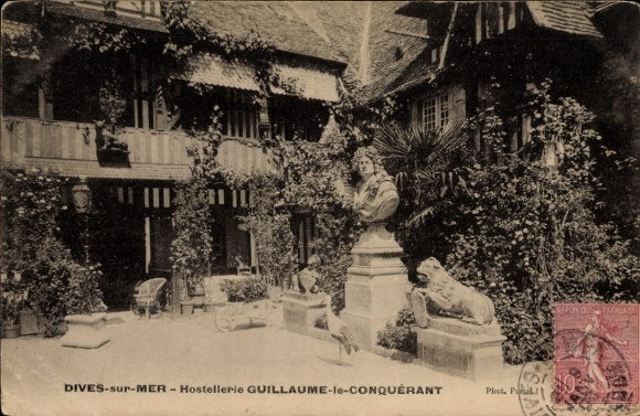 Ak Dives sur Mer Calvados, Hostellerie Guillaume le Conquerant, Büste