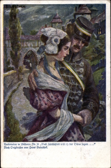 Artist song Postcard Baluschek, folk songs in pictures 31, full of tenderness I want to say to the whore