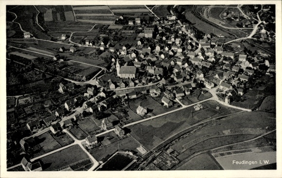 Ak Feudingen Bad Laasphe in Westfalen, luchtfoto van landelijke omgeving, veel huizen