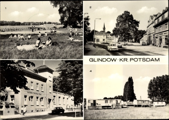 Ak Glindow Werder op de Havel, Bad, Duits huisrestaurant, op de camping
