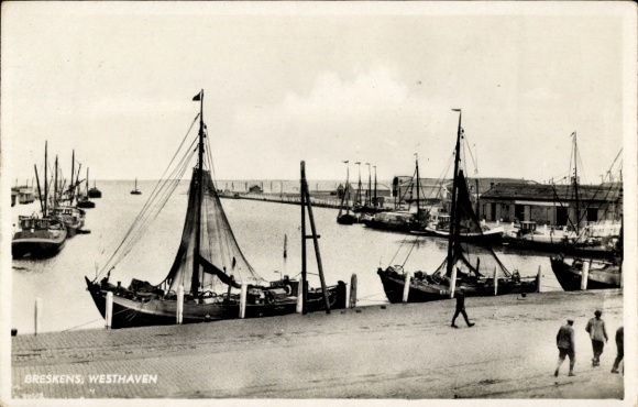 Ak Breskens Sluis Zeeland Niederlande, Hafenansicht, Boote, Segelboote, Westhaven, Wasser