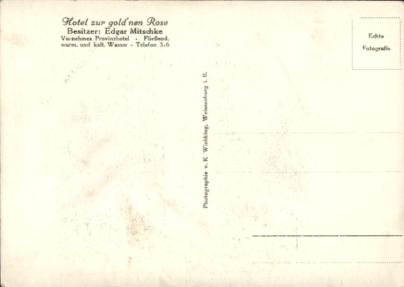 Postcard Weißenburg in Middle Franconia Bavaria, Hotel zur goldennen Rose, owner Edgar Mitschke