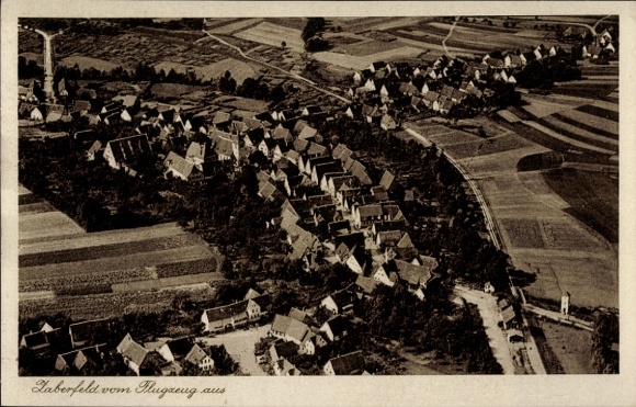 Postcard Zaberfeld in Württemberg, aerial view, panorama of houses, rural surroundings