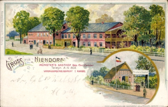 Litho Hamburg Eimsbüttel Niendorf, Münster's Gasthof