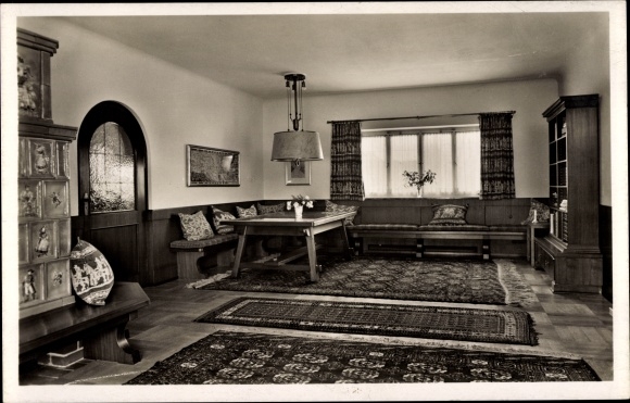 Ak Obersalzberg Berchtesgaden in Oberbayern, Berghof Wachenfeld, Adolf Hitlers Wohnzimmer
