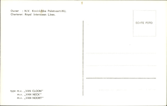 Ak vrachtschip, type MV Van Cloon, Van Neck, Van Noort, KPM Line