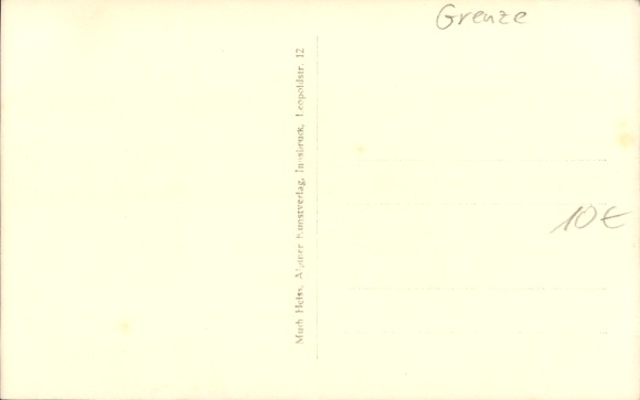 Postcard Tyrol, South Tyrol, Passo Brennero, Brenner Pass, border, boundary stone, barrier, customs officer