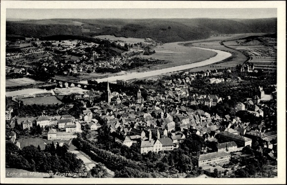 Ak Lohr am Main Neder-Franken, luchtfoto