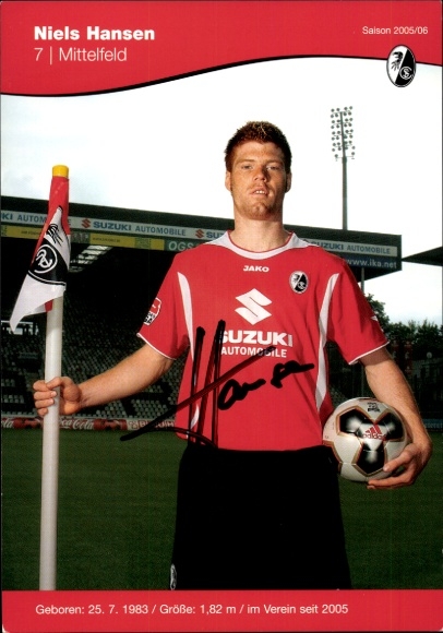 Autogrammkarte Fußballer Niels Hansen, SC Freiburg, Autogramm