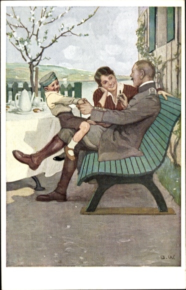 Artist PC Wennerberg, Bruno, the youngest lieutenant, soldier with wife and son