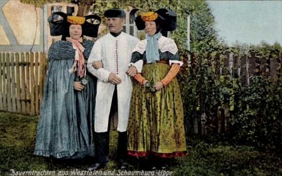 Postcard Peasant Costumes from Westphalia and Schaumburg-Lippe