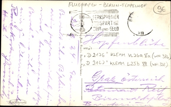 PC Berlin Tempelhof, airport, Klemm aircraft, D 2176, D 2167