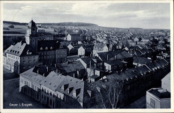 Ak Geyer in het Ertsgebergte, algemeen beeld van de stad met het stadhuis