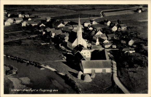 Postcard Unterdietfurt Lower Bavaria, aerial photograph