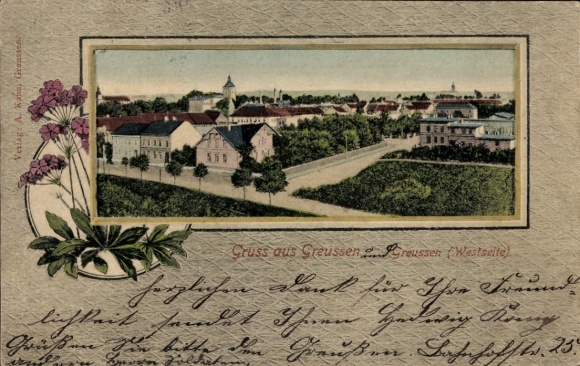 Passepartout Ak Greußen in Thüringen, Panorama, Westseite