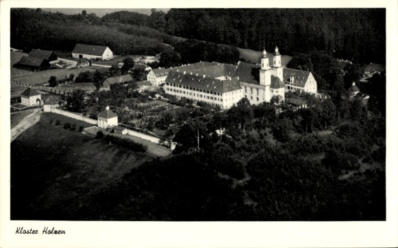 Postcard Holzen Allmannshofen in Swabia, monastery, aerial photograph