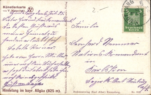 Kunstenaarskaart Marschall, V., Bad Hindelang in Oberallgäu, algemeen beeld