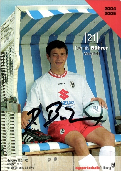 Autograph card footballer Dennis Bührer, SC Freiburg, autograph