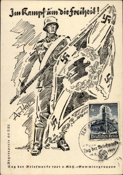 Künstler Ak Axster Heudtlaß, Im Kampf um die Freiheit, Tag der Briefmarke 1941, KdF