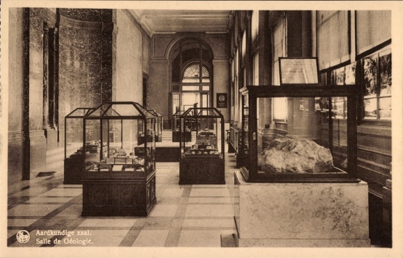 KP Tervuren Tervueren Brabancja Flamandzka Flandria, Hala geologiczna, gabloty z minerałami, Muzeum