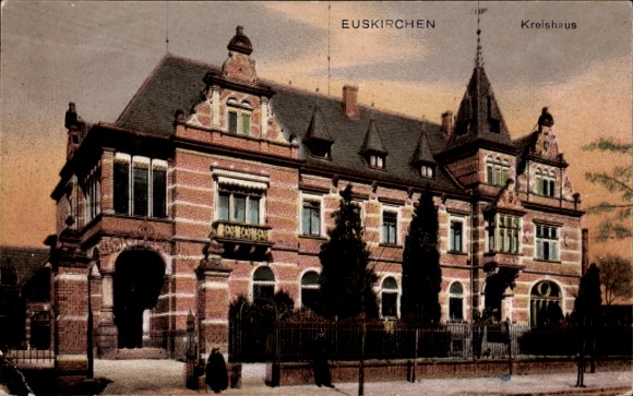 Postcard Euskirchen North Rhine-Westphalia, district building, impressive building, old architecture, windows...
