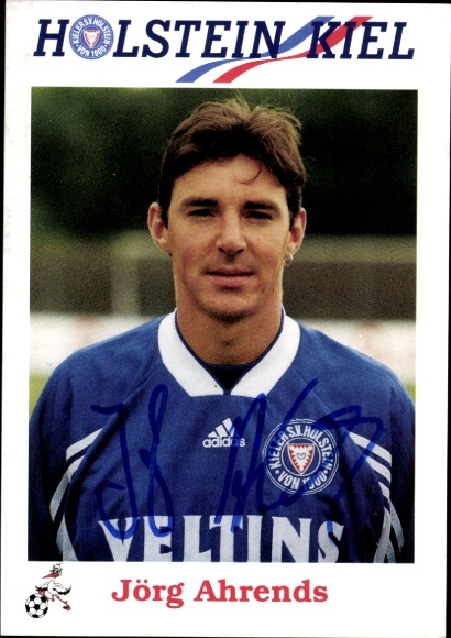 Autograph card footballer Jörg Ahrends, Holstein Kiel, autograph