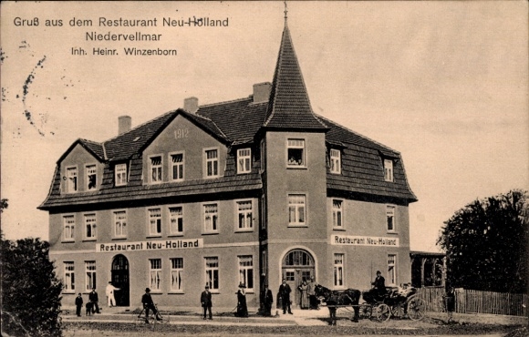 Postcard Niedervellmar Vellmar Hessen, Restaurant Neu-Holland