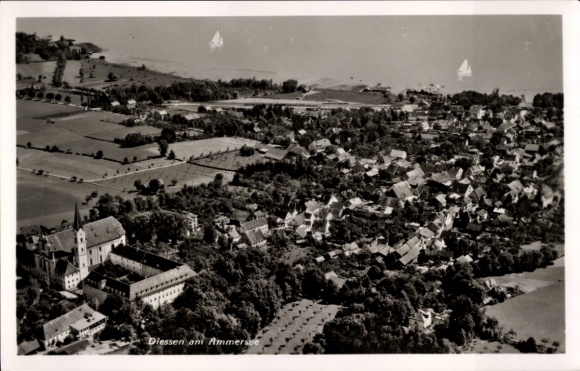 Ak Dießen am Ammersee Oberbayern, Fliegeraufnahme