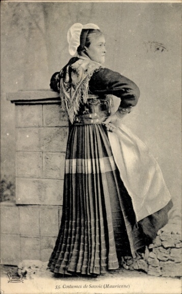 CPA Costumes de Savoie, Mauricune