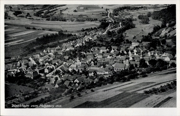 Postcard Wenkheim Werbach an der Tauber, aerial photograph