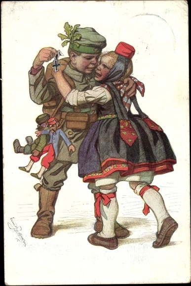 Artist PC Beithan, Emil, boy as a soldier, farewell to the beloved, girl in Hessian costume