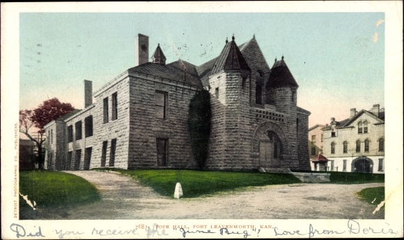 Briefkaart Leavenworth Kansas de VS, Fort Leavenworth, Pauszaal