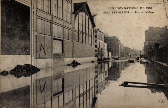Ak Levallois Perret Hauts de Seine, Rue de Villiers, Hochwasser 1910