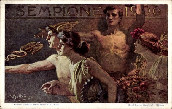 Postal stationery artist PC Milano Milan Lombardy, International Exhibition 1906, Sempione