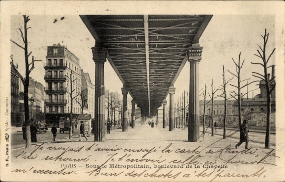 Postcard Paris X, Boulevard de la Chapelle, Metropolitan
