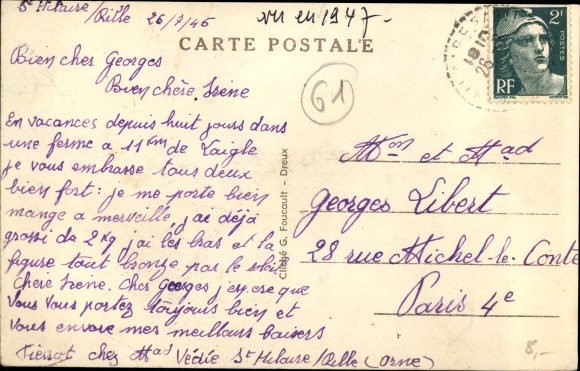 Postcard Sainte Gauburge Orne, Inside the Station, Eisenbahn