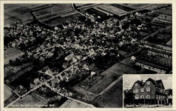 Postcard Marktbergel Middle Franconia, aerial photograph, Gasth. z. Frühlingsgarten