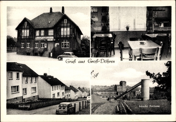Postcard Groß Döhren Liebenburg in Lower Saxony, Fortuna shaft, Gasthof Hoppmann