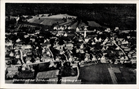 Postcard Oberndorf am Lech Swabia, aerial photograph