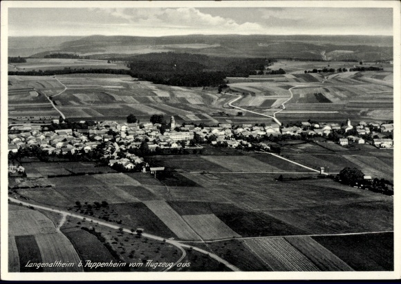 Ak Langenaltheim in Mittelfranken, Luftaufnahme von Langenaltheim und Pappenheim, Felder und Dörf