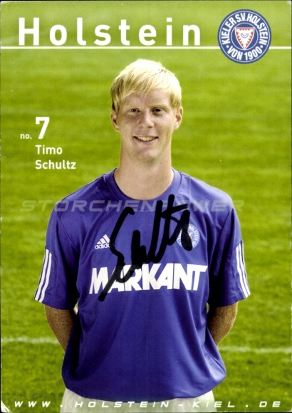 Autograph card footballer Timo Schultz, Holstein Kiel, autograph