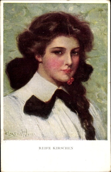 Kunstenaar Ak Underwood, Clarence, Rijpe Kersen, Vrouwelijk portret, M. Munk nr. 832