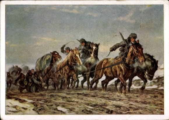 Artist Postcard Roloff, From Russian Streets, Wehrmacht, HDK 297