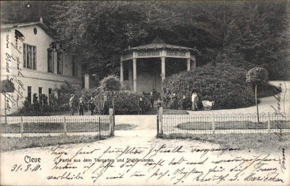 Ak Bad Cleve Kleve am Niederrhein,  Tiergarten und Stahlbrunnen
