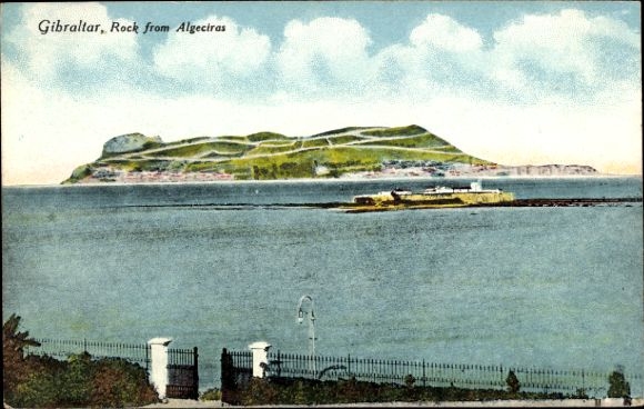 Ak Gibraltar, Rots van Algeciras, zee, kustlijn, fort