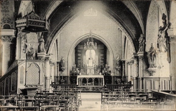 Ak Drancy Seine Saint Denis, Kirche, Innenansicht