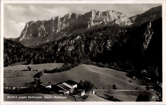 Postcard Melleck Schneizlreuth Berchtesgadener Land, Reiteralpe, Gasthaus Melleck, state border