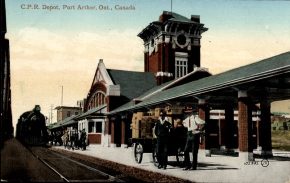 Ansichtkaart Port Arthur Ontario Canada, treinstation, spoorweergave