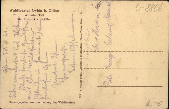 Ak Oybin in Opper-Lausitz, Woudtheater, Wilhelm Tell