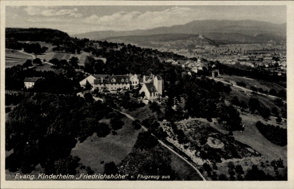 Postcard Tüllingen Lörrach in Baden, aerial photograph, evangelical children's home Friedrichshöhe